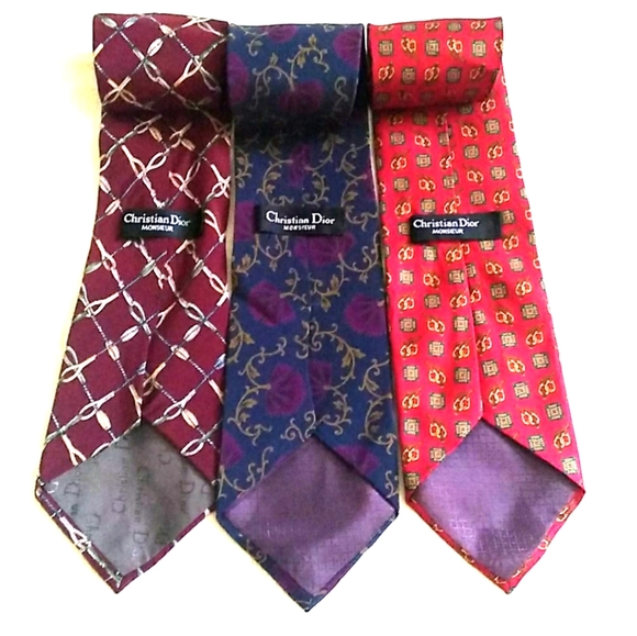 OFFER $60👍 Christian Dior Silk Tie Bundle **PRE-OWNED VINTAGE ** - Picture 4 of 12